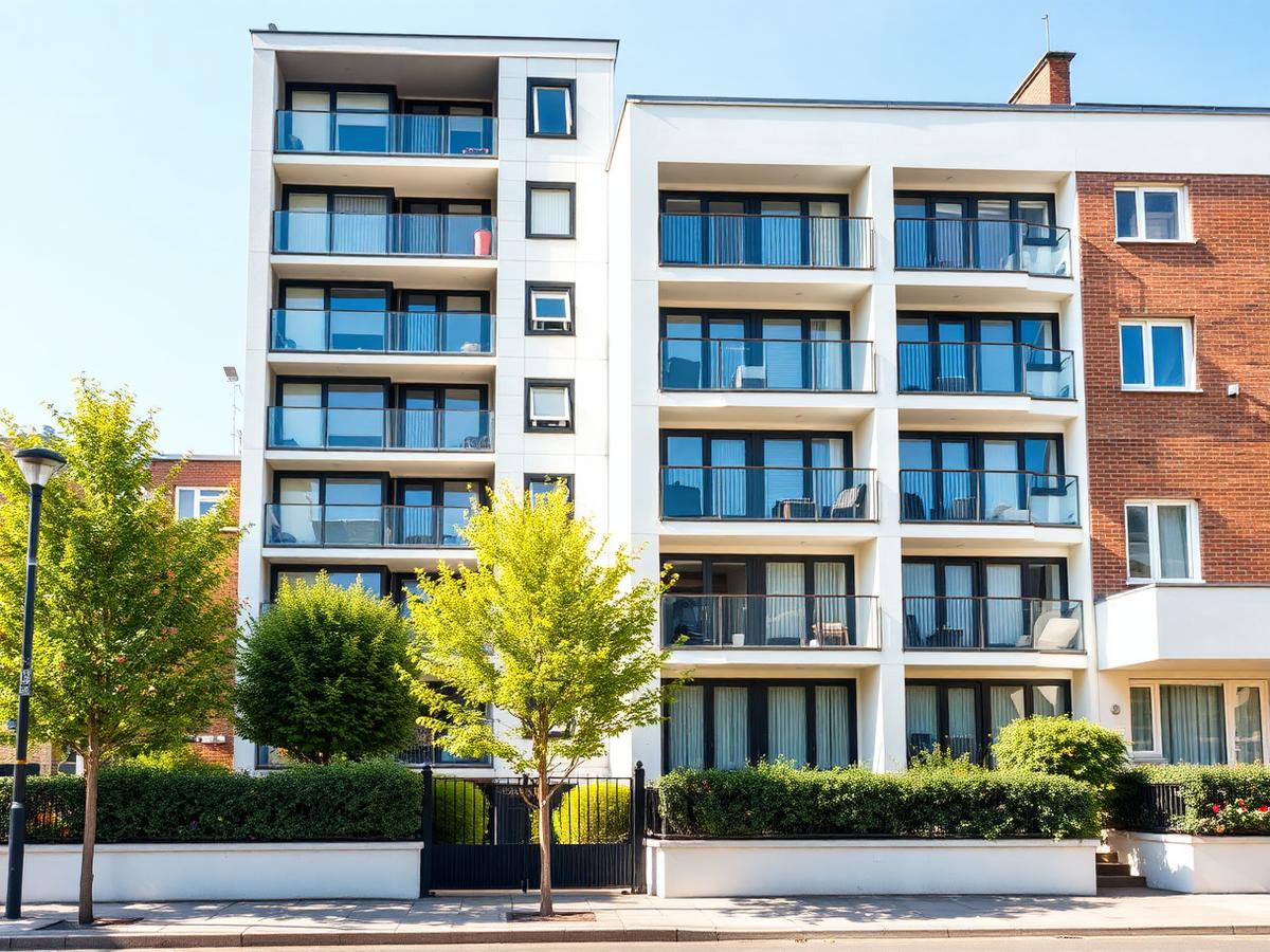 Residential apartment block and terraced housing in London
