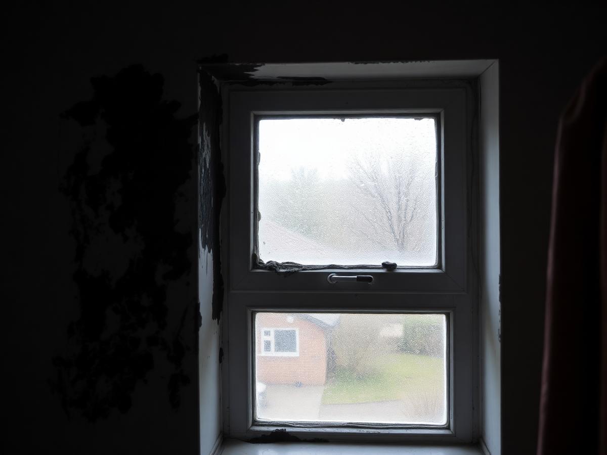 Mould growth around a condensation-affected window reveal